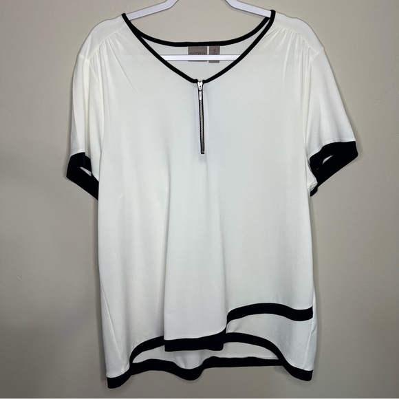 Easywear by Chico’s Black and White V-neck Blouse Top size 3X - Picture 1 of 8